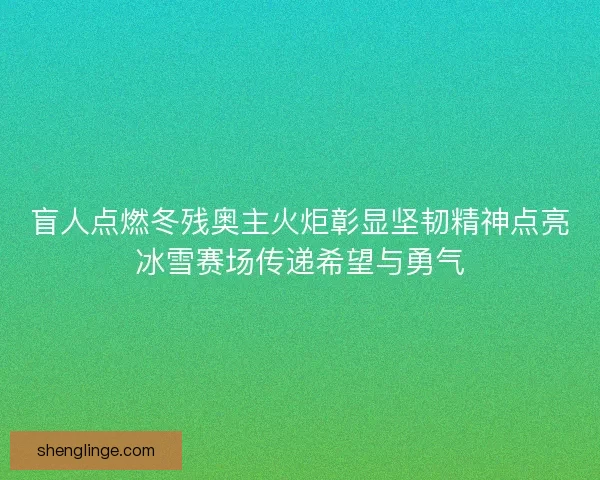盲人点燃冬残奥主火炬彰显坚韧精神点亮冰雪赛场传递希望与勇气 盲人点燃冬残奥主火炬彰显坚韧精神点亮冰雪赛场传递希望与勇气
