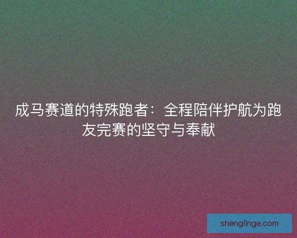 成马赛道的特殊跑者：全程陪伴护航为跑友完赛的坚守与奉献